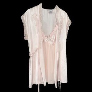 INTIMO Donatella 3 Piece Pale Pink Babydoll Wrap Set